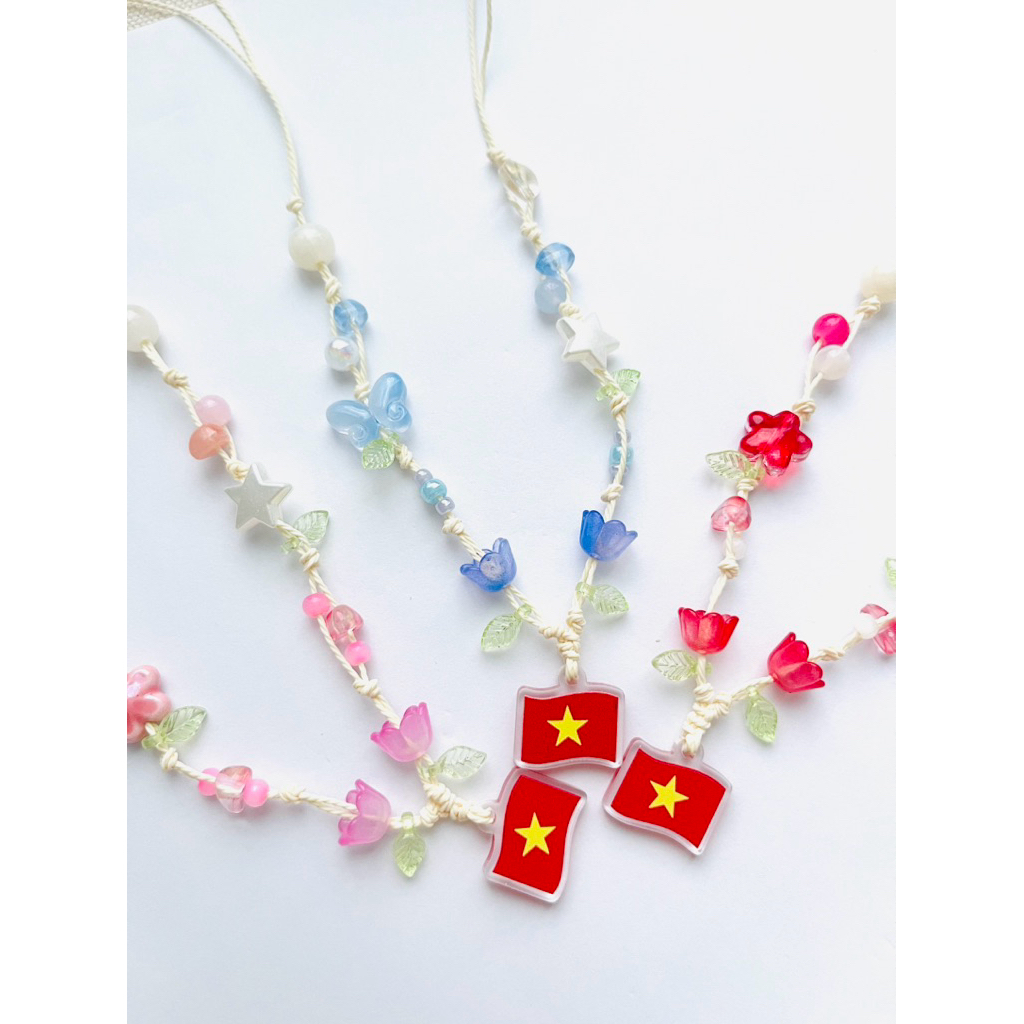 Vòng cổ cờ Việt Nam handmade, vòng cổ lá cờ đỏ sao vàng, dây chuyền cờ tổ quốc, vòng cổ lá cờ Việt N