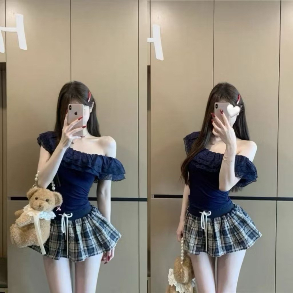 CHÂN VÁY NỮ CARO XOÈ LƯNG CAO HACK DÁNG SIÊU HOT BTL97