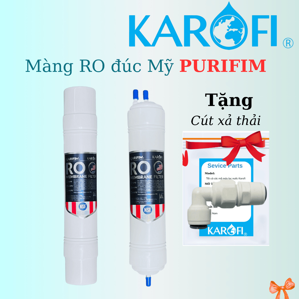 LÕI LỌC NƯỚC SỐ 4 - MÀNG RO PURIFIM KAROFI USA 100 GDP - Màng RO đúc Mỹ