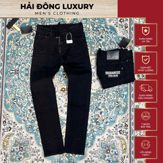  Quần Jean DSQ Đen Trơn Chữ Túi Sau Hàng SC Co Giãn Nhẹ,Lên Fom Nét Keng 