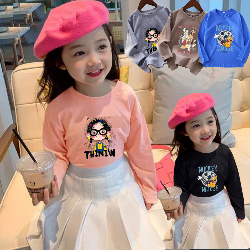Áo Thun Cho Bé Thu Đông, Ao Phông Dài tay Cho bé HÌNH THỎ LABUBU, chất Cotton 100% đảm bảo mềm, đẹp