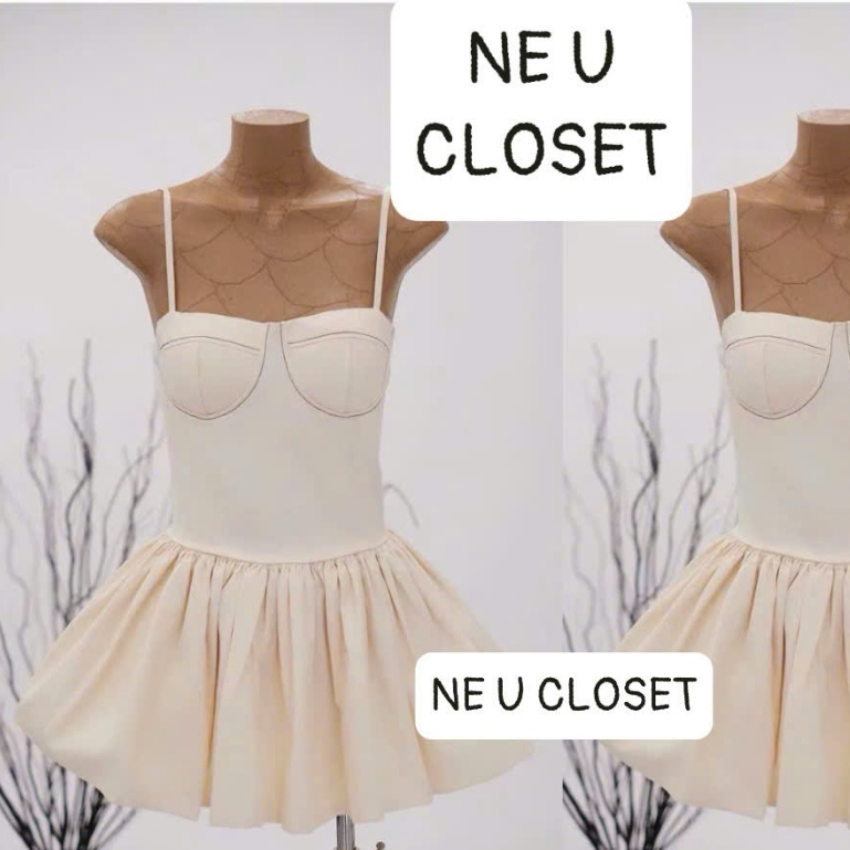 [HÀNG THIẾT KẾ] Váy corset 2 dây phối chân váy bí váy 2 dây sang chảnh váy bí đầm 2 dây đầm bí đầm c