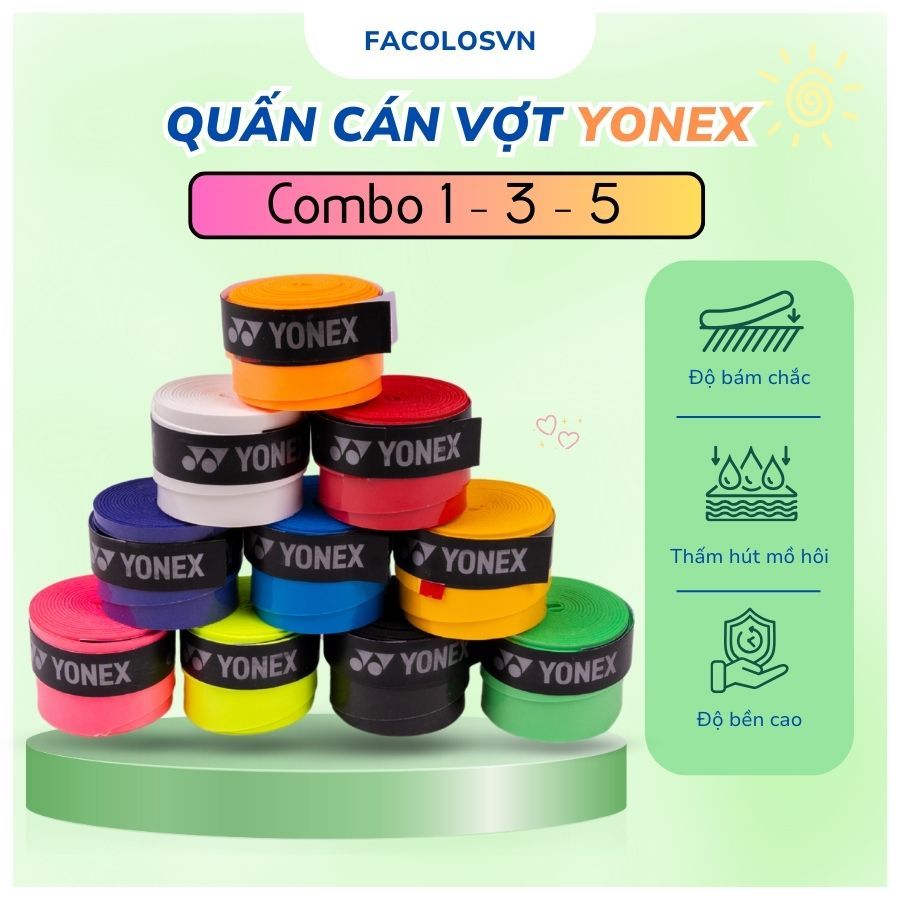 Combo 1-3-5 Quấn Cán Vợt Yonex Chính Hãng – Êm Tay, Bám Chắc, Thấm Hút Mồ Hôi