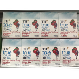 Thùng 48 hộp sữa chua uống tiệt trùng TH true YOGURT TOPKID hương dâu-chuối-lúa mạch tự nhiên 110 ml (110 ml x 48)