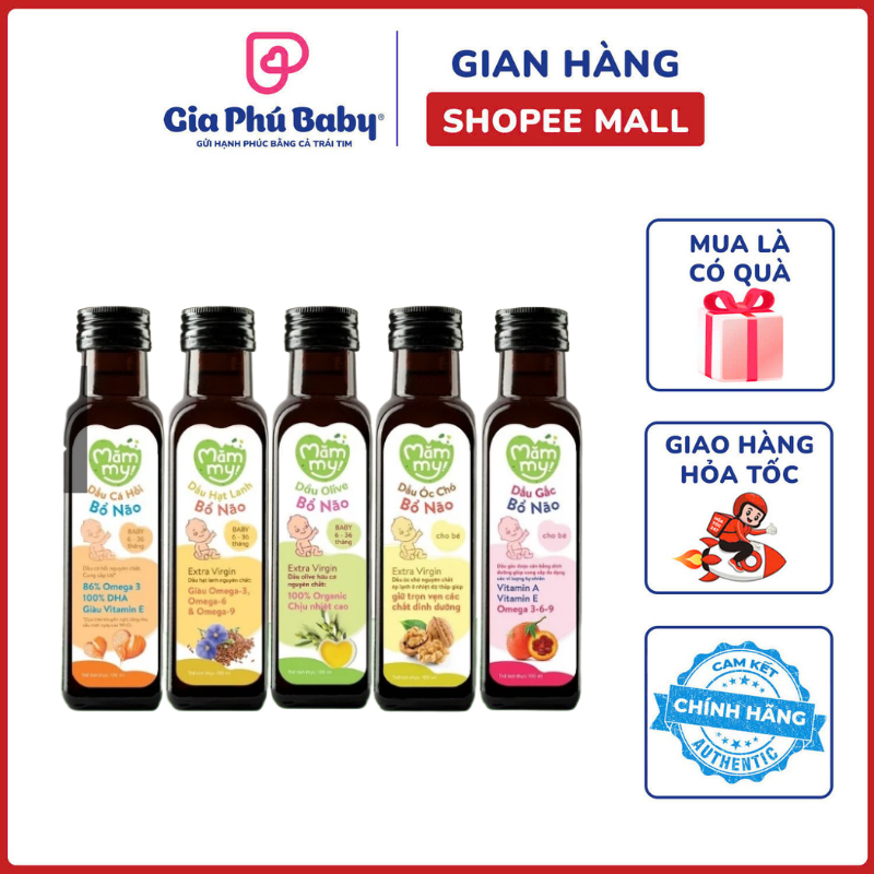 Dầu Ăn Dặm Mămmy 100ml Chính Hãng – Bổ Sung DHA & Omega 3, Phát Triển Não Bộ Cho Bé 6M+