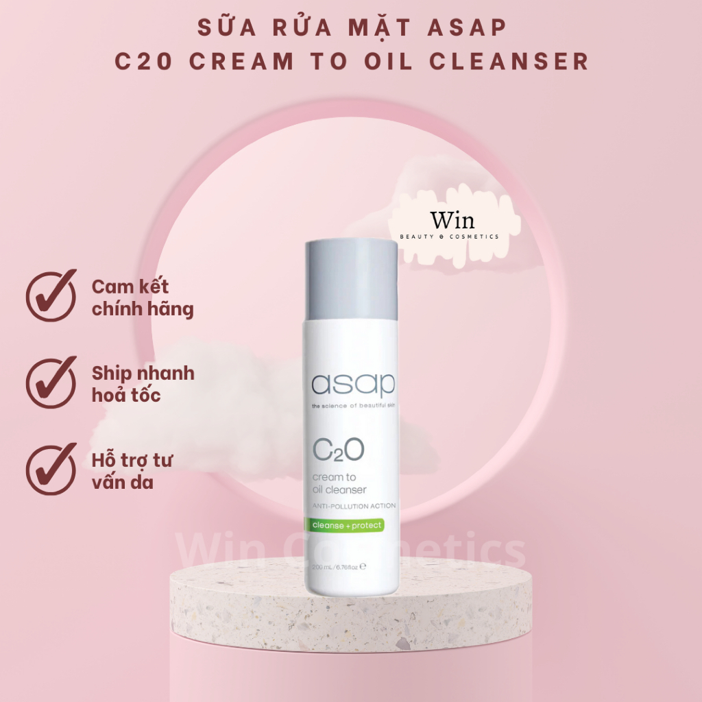 [Hàng công ty] Sữa rửa mặt ASAP C20 cream to oil cleanser 200ml