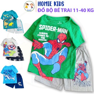Đồ Bộ Cho Bé Trai Size Đại Set Quần Áo Bé Trai 11-40 Kg Thun Cotton In Hình Cá Mập Labubu Cứu Hỏa Đẹp Mặc Mát Homie Kids