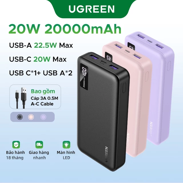 【Pin Sạc Dự Phòng Có Thể Đặt Hàng】Sạc dự phòng  UGREEN 20000mAh/10000mAh PD20W Sạc nhanh cho điện thoại Android|Bảo hành
