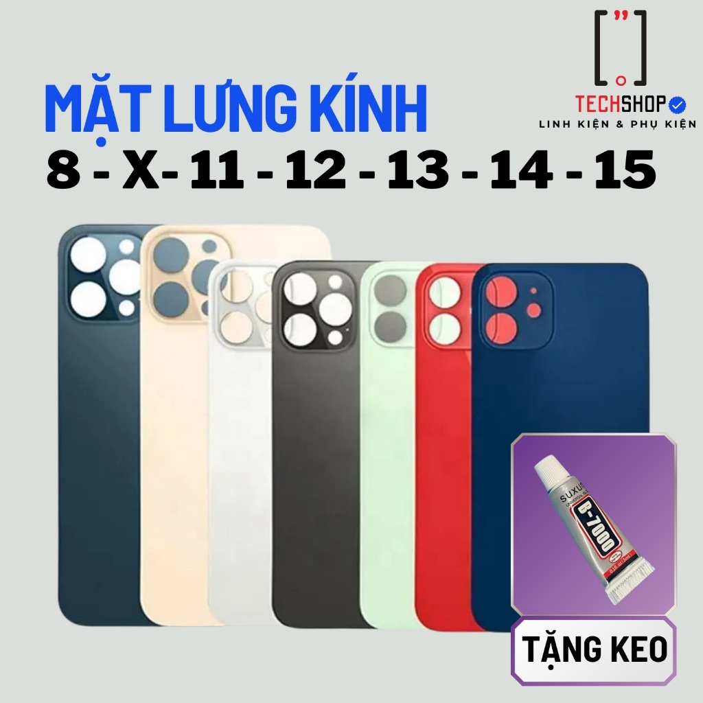 [Tặng keo] Mặt kính lưng linh kiện thay thế cao cấp dành cho các dòng máy từ 8 đến 15