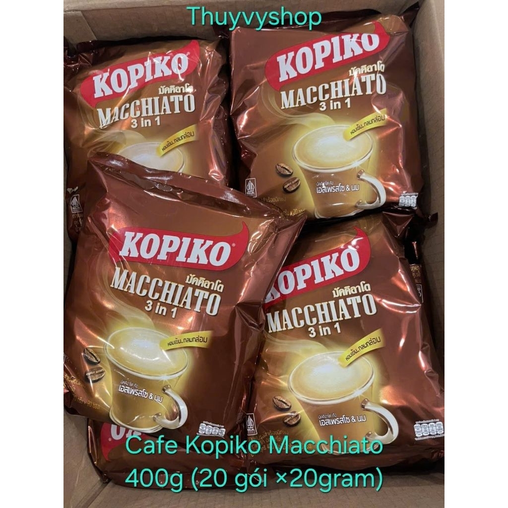 Cà Phê Kopiko Macchiato 400g (20 gói x 20gram) Date 2027
