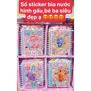 sỉ khay 24 quyển sổ nước   dán sticker  nhật ký gáy xoắn kích thước 8x10cm