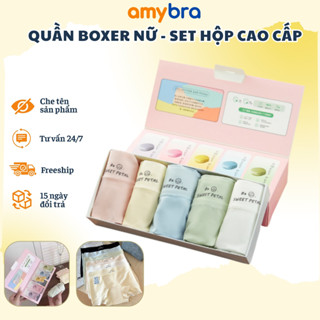 Combo Quần Lót Đùi Nữ Thun Lạnh Cạp Cao – Quần Mặc Váy Boxer Viền Su Không Lộ Viền AMYBRA L5422