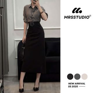 Chân váy bút chì MRS xẻ tà mẫu mới 2025 chất liệu Ruby mềm min mượt MRV173