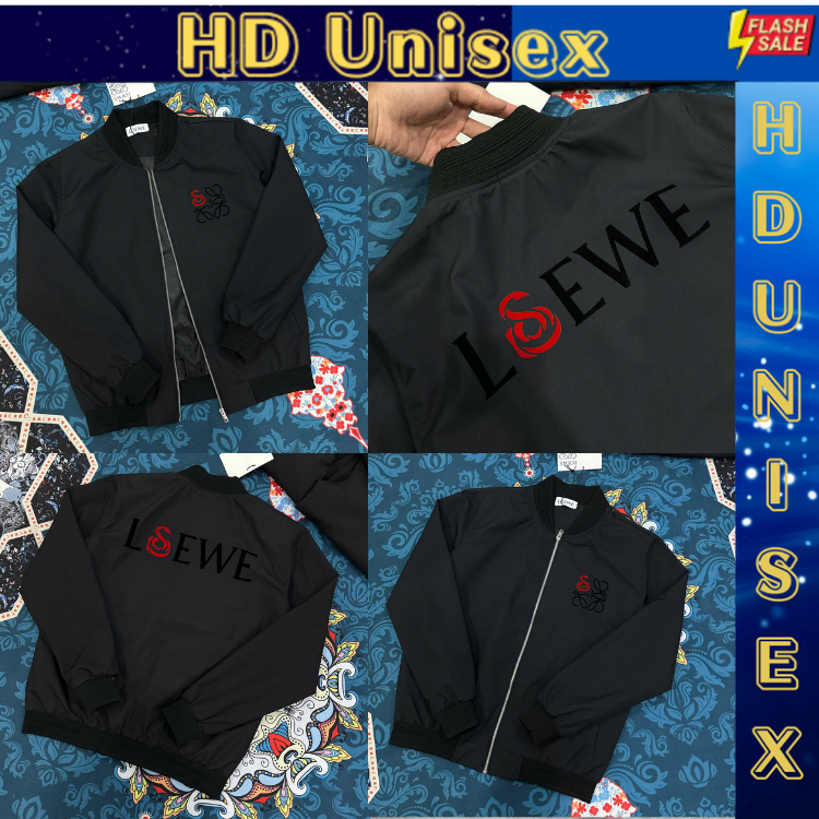 Áo Khoác Bomber Nam Nữ L.W In Nhung Cao Cấp, Áo Khoác Gió Unisex 2 lớp In Logo Anagram và Chữ Phối M