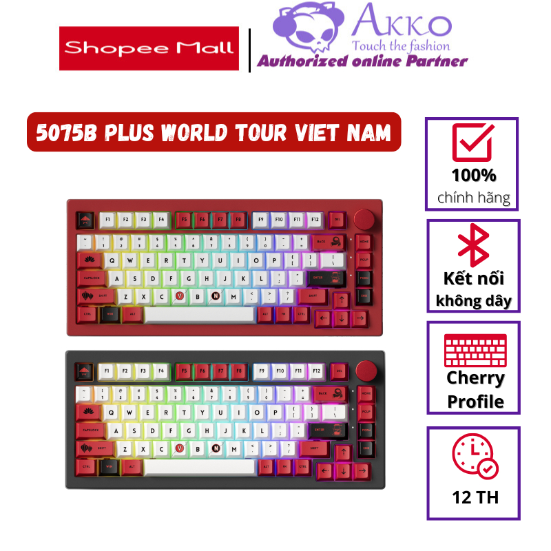 Bàn phím cơ AKKO 5075B Plus Black / Red World Tour Viet Nam