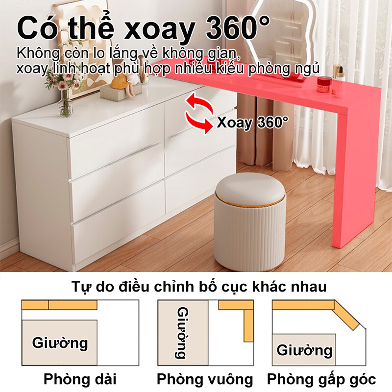 MY Bàn trang điểm đẹp xoay 180 thông minh tủ ngăn kéo đa năng để đồ tủlưu trữ, Chống ẩm gỗ | BigBuy360 - bigbuy360.vn