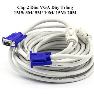 Cáp 2 Đầu VGA Dây Trắng 1M5/ 3M/ 5M/ 10M/ 15M. NL