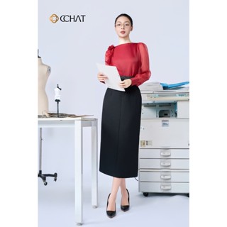 Chân Váy CCHAT Dáng A Cạp Kiểu Dài Chất Liệu Tuytsi Cao Cấp Sang Trọng 14CDS2039AT