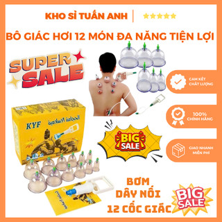   DEAL SALE LỚN  Bộ Giác Hơi 12 Món Đa Năng Tiện Lợi Tặng Kèm Bơm,Dây Nối và 12 Cốc Giác Giúp Lưu Thông Khí Huyết 