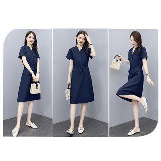 Đầm Linen rút eo, cổ tàu tôn dáng
