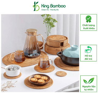 Lót Ly Cốc Nồi Mây Tre Đan, Lót Cốc Decor King Bamboo