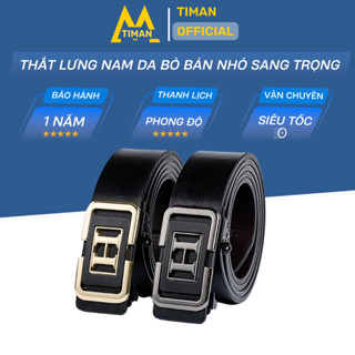 Thắt lưng nam da cao cấp dây nịt bản nhỏ vân đẹp đầu khóa kim loại tự động bảo hành 1 năm TN44 TIMAN