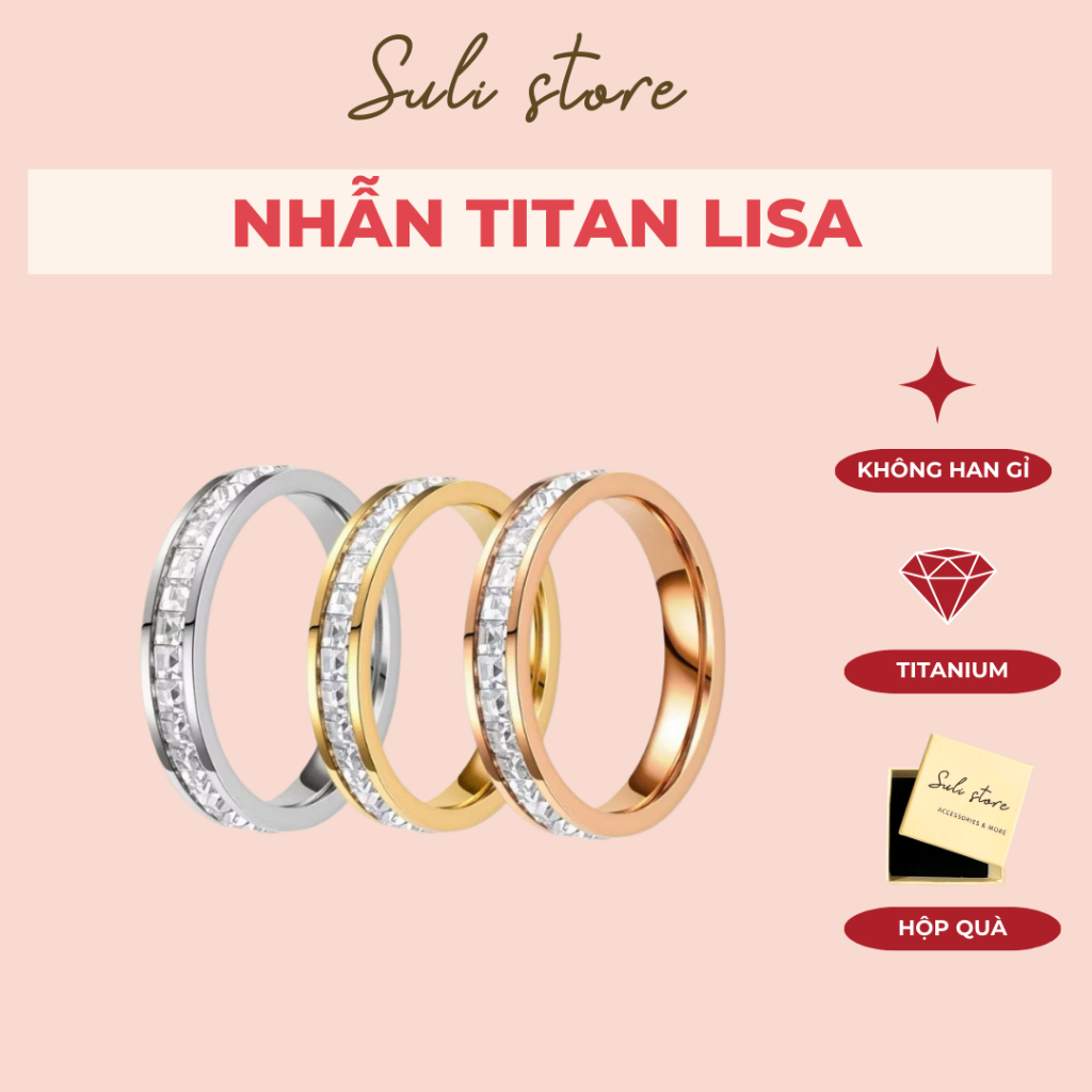 Nhẫn titan đính đá Suli store LISA titan không han gỉ - nhẫn nữ