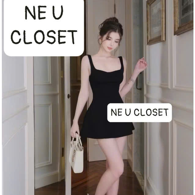 [HÀNG THIẾT KẾ] Váy 2 dây phối nơ sau lưng sang chảnh đầm 2 dây trơn váy nữ sang chảnh đầm xoè váy x