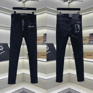  Quần jean bò nam PB slimfit đen trơn khoá lệch phối thêu chữ D2 đùi và túi sau 4 cúc boy phố QJ738P 