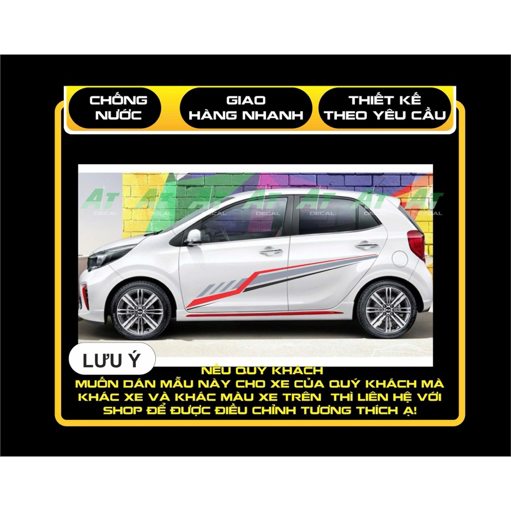 Decal tem xe kia morning mẫu thiết kế .Tem in 4 lớp chống thấm nước cao cấp