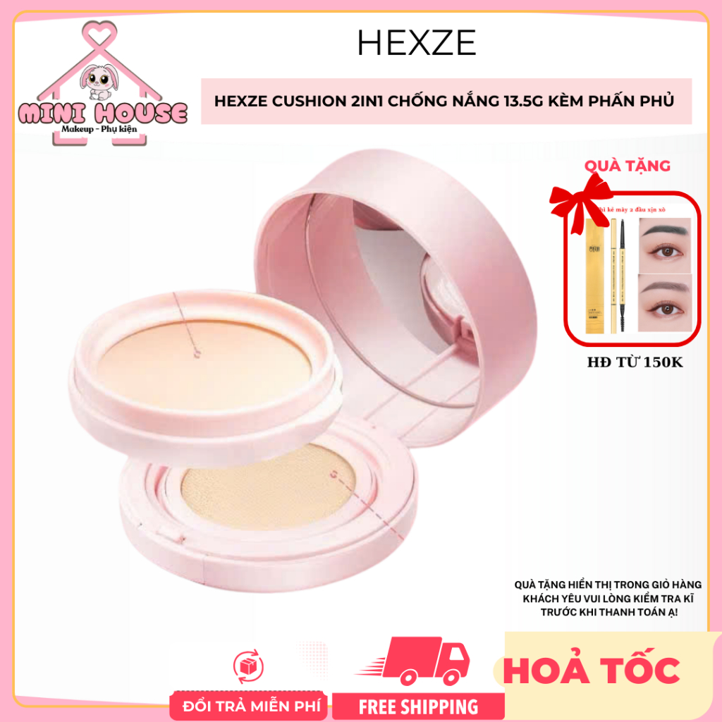 HEXZE Cushion 2in1 chống nắng 13.5g kèm phấn phủ 6g tiên lợi | Minihouse