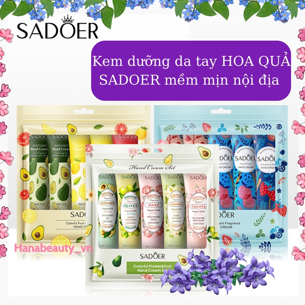 Kem Dưỡng Da Tay SADOER 30g – Dưỡng Ẩm, Giữ Da Mềm Mịn, Hương Dịu Nhẹ - A82 (SET 5 CHAI)