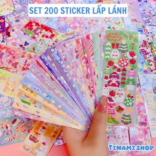 Sticker lấp lánh ánh nhũ cute hình dán trang trí sổ tay album móc khóa toploader dễ thương