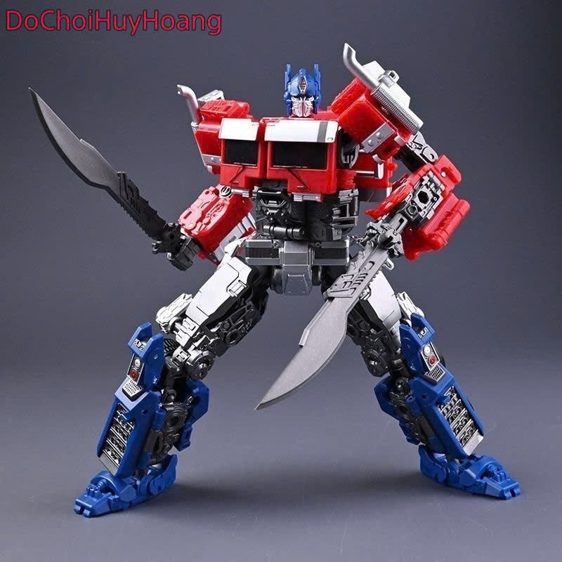 Mô hình robot Optimus biến đổi thành xe container màu xanh đỏ TW1030B