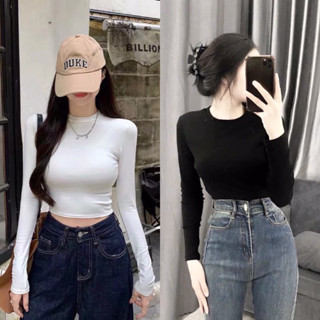 Áo nữ Croptop tay dài trơn Basic dễ phối đồ CRT14