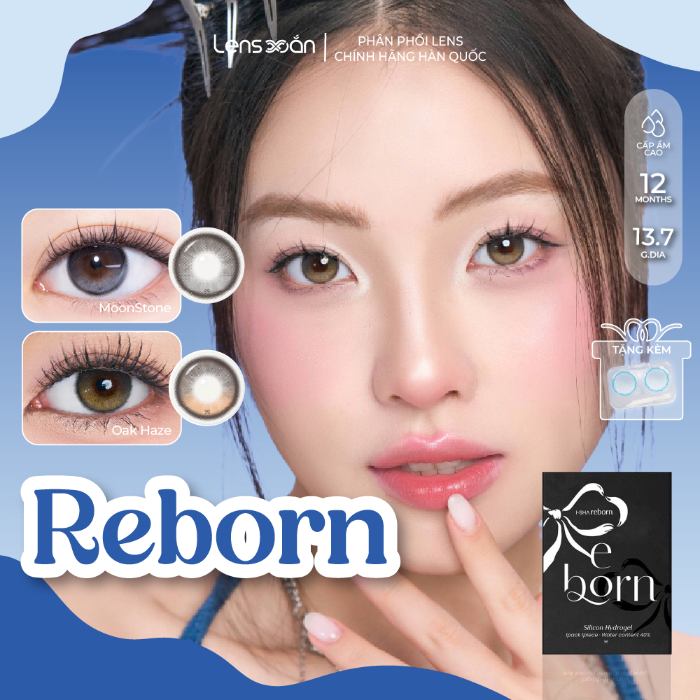 Kính áp tròng cận 1 năm LENS XOẮN lens nâu hàn quốc tự nhiên có viền highlight 2 dải màu tròn mắt IS