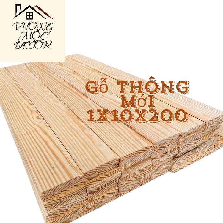 Thanh gỗ thông 1x10cm dài 40cm – 2m | Gỗ tự nhiên bào nhẵn làm kệ, decor DIY