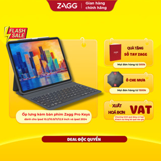 Ốp lưng kèm bàn phím ZAGG Pro Keys chống sốc dành cho iPad Air 6 M2 2024/Pro M4 2024/Pro/10.9/10.9gen10/11/12.9inch