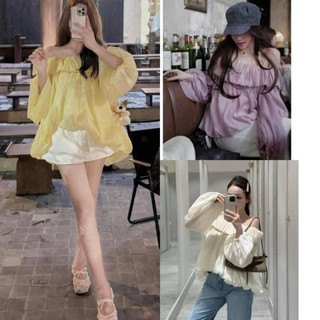   SẮN KEM ĐEN HỒNG  ÁO TRỄ VAI DÀI TAY BOM PHỒNG SIÊU XINH TIỂU THƯ VOAN TƠ MỀM - DÀNH CHO NỮ 
