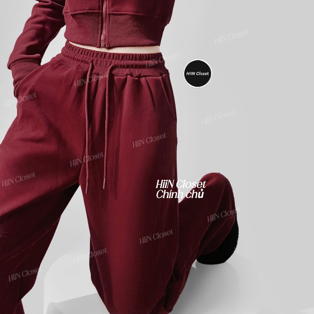 Quần Suông nữ ống rộng cạp cao bo chun - hack eo siu nhỏ - Quần suông nỉ 2 da xếp ly HiiNCloset -145 | BigBuy360 - bigbuy360.vn