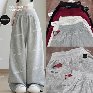  Quần Suông nữ ống rộng cạp cao bo chun - hack eo siu nhỏ - Quần suông nỉ 2 da xếp ly HiiNCloset -145 