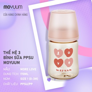 Thế hệ 3 - Bình sữa PPSU Moyuum - Mẫu tim - 170ml - Kèm núm 1 (1m+)