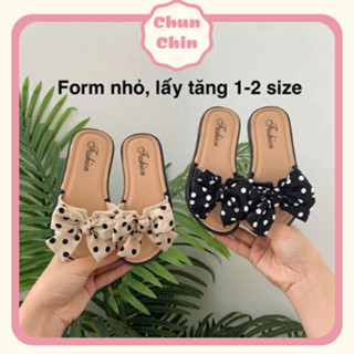 G009 Chun Chin | Dép Lê Bé Gái Dép Nơ Chấm Bi Fashion Size 24-33