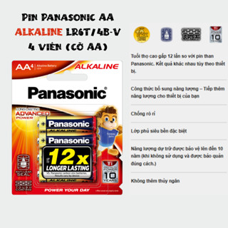  Pin Tiểu AA Alkaline Panasonic 1.5V - LR6T 2B-V Vỉ 2 Viên   LR6T 4B-V Vỉ 4 Viên - Hàng Chính Hãng 