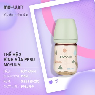 Bình sữa PPSU Moyuum - Mây xanh - 170ml - Kèm núm 1