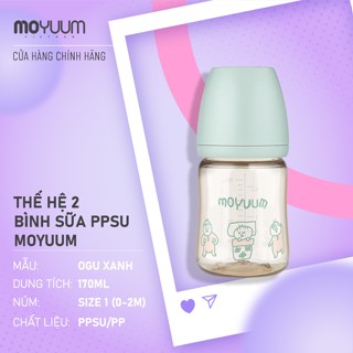 Bình sữa PPSU Moyuum - Ogu xanh - 170ml - Kèm núm 1