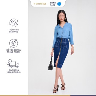 Áo Sơ Mi Tencel Nữ Cao Cấp VSIXTYFOUR Màu Xanh Baby Dáng Rộng Vải Demin Cotton Hiện Đại Trẻ Trung - 121WD2034F2910