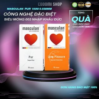   COMBO  Bao cao su Masculan siêu mỏng Pur Superfine thơm mùi vani độ mỏng 0.038mm hộp 10 bcs 