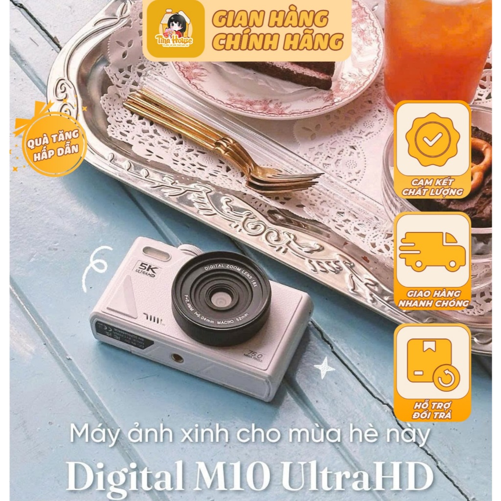[Tặng kèm thẻ nhớ + dây đeo tay ] Máy Quay Chụp Ảnh Digital M10 UltraHD Chất Lượng Hình Ảnh 64MP
