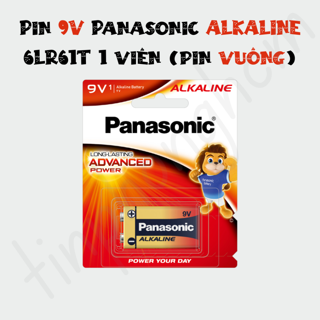 Pin Vuông 9V Alkaline Panasonic 6LR61T/1B-V - Pin Kiềm Cho Micro, Báo Khói, Bền Bỉ & Chống Rò Rỉ